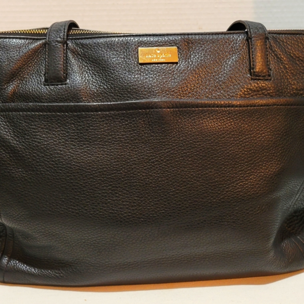 Vintage kate spade New York Black Pebbled Leather  14"  Shoulder Bag/Tote Purse